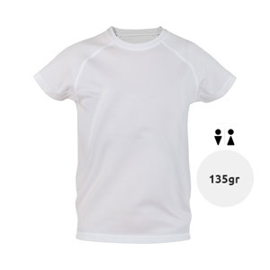 T-shirt da bambino unisex sportiva colori assortiti a girocollo taglio regolare in poliestere traspirante 135gr