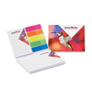 Blocco di 2 foglietti adesivi bianchi con Copertina Morbida e 5 label colorati