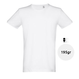 T-shirt da uomo bianca a girocollo in piqué 100% cotone 195gr