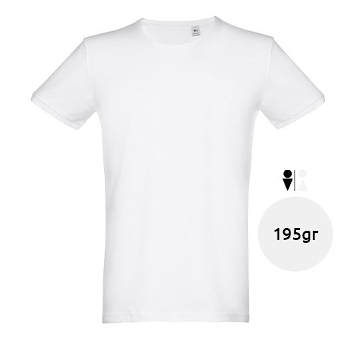 T-shirt da uomo bianca a girocollo in piqué 100% cotone 195gr
