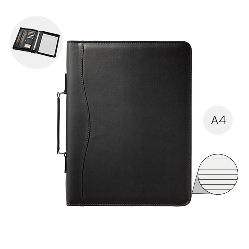 Valigetta portadocumenti in similpelle con chiusura a zip e tasche interne con incluso blocco appunti in formato A4