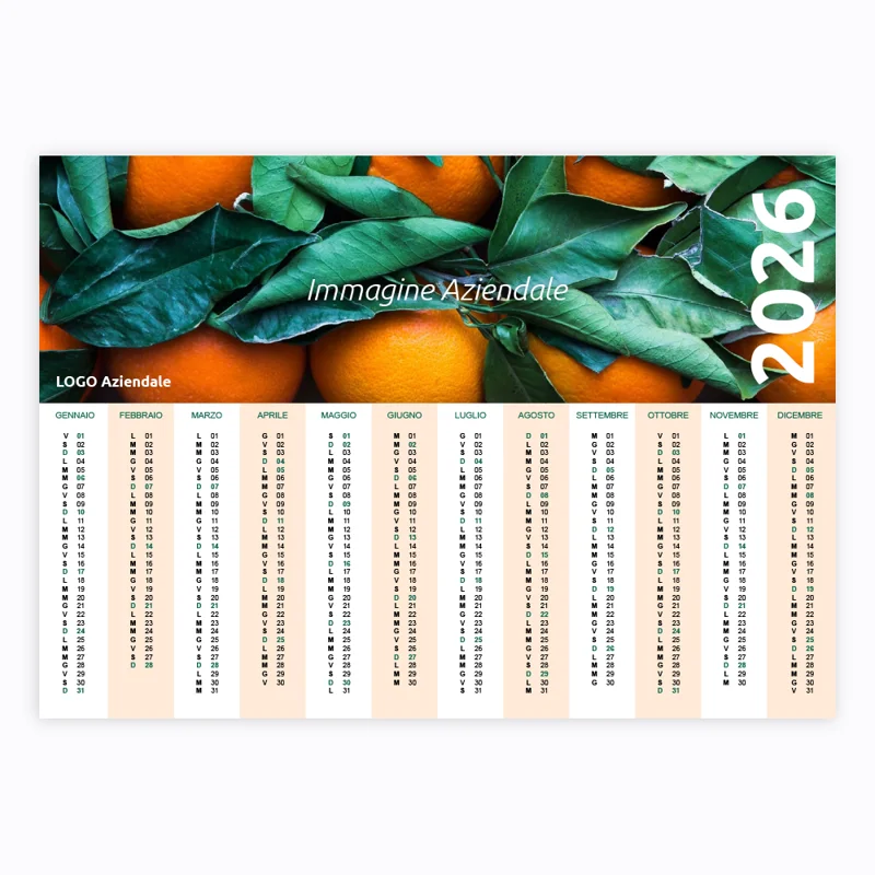 Calendari formato Poster XL Personalizzato Orizzontale e Plastificato. Possibilità di richiedere anche il progetto grafico