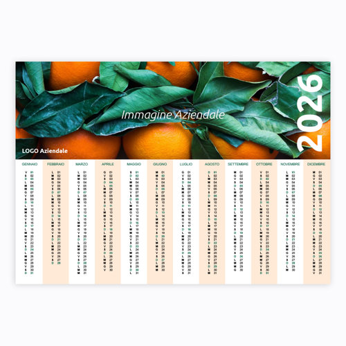 Calendari formato Poster XL Personalizzato Orizzontale e Plastificato. Possibilità di richiedere anche il progetto grafico