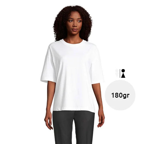 T-shirt oversize donna cotone organico collo rotondo maniche a goccia