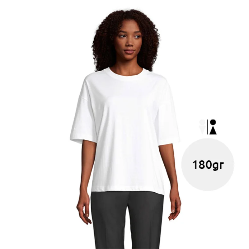 T-shirt oversize donna cotone organico collo rotondo maniche a goccia