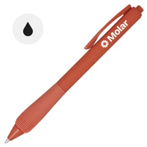 Penna a sfera in ABS riciclato fusto gommato e impugnatura in TPR refill nero