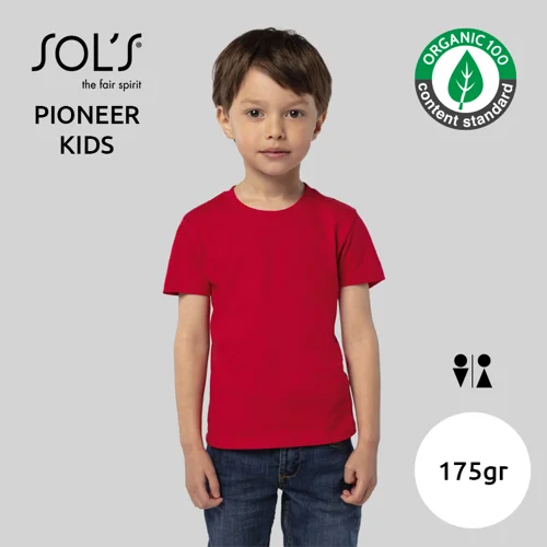 T-shirt SOL'S PIONEER da bambino unisex 100% cotone biologico a girocollo taglio aderente 175gr