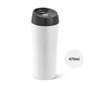 Bicchiere in acciaio inossidabile a doppio strato e plastica con coperchio salvagoccia e base antiscivolo 470ml