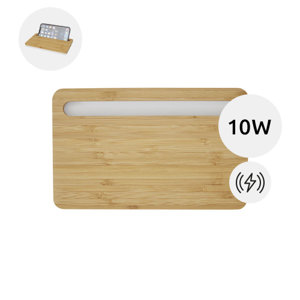 Caricatori wireless da scrivania in bambù con supporto per il telefono da 10W