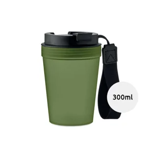 Bicchiere singolo strato in PP con tracolla in poliestere RPET 300ml