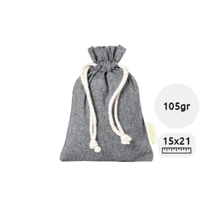 Sacca alimenti con coulisse in cotone riciclato 105gr 15×21cm