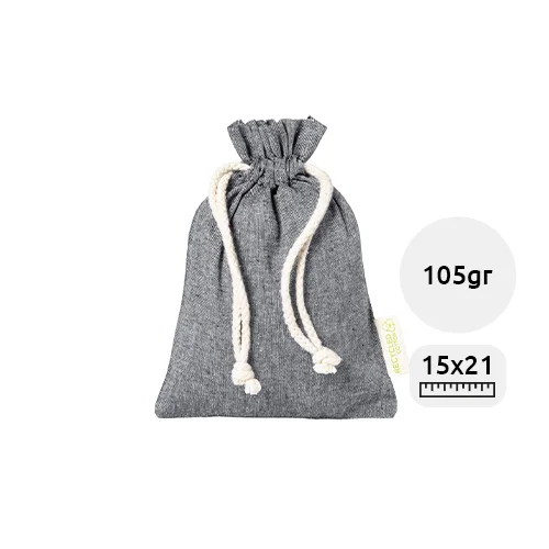 Sacca alimenti con coulisse in cotone riciclato 105gr 15×21cm