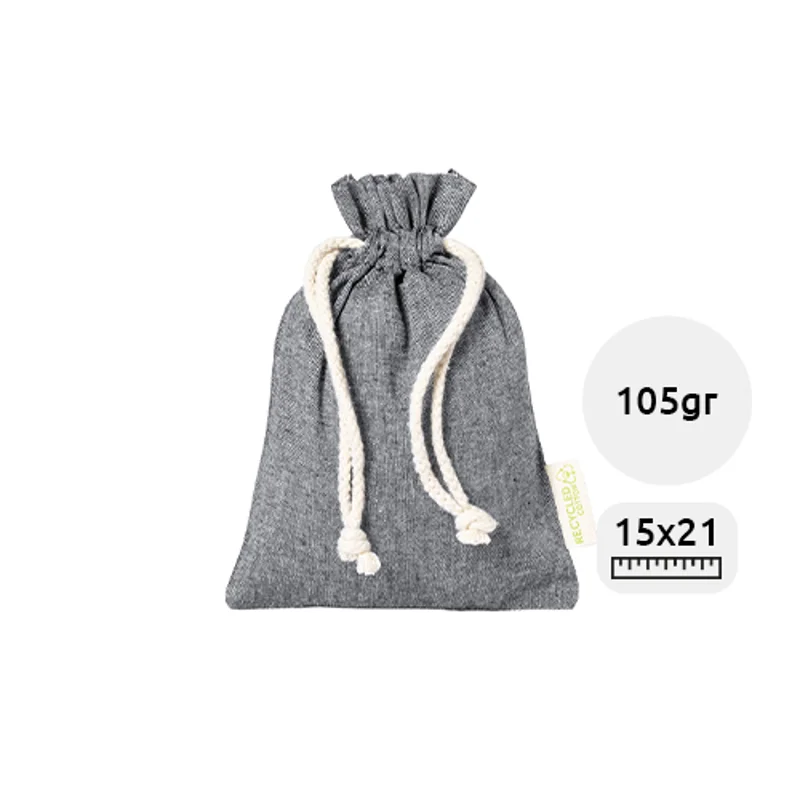 Sacca alimenti con coulisse in cotone riciclato 105gr 15×21cm