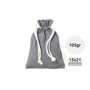 Sacca alimenti con coulisse in cotone riciclato 105gr 15×21cm