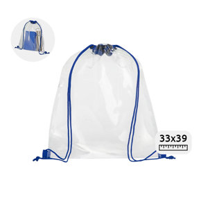 Sacca zaino in PVC trasparente e chiusura a coulisse con cordini colorati 33x39cm