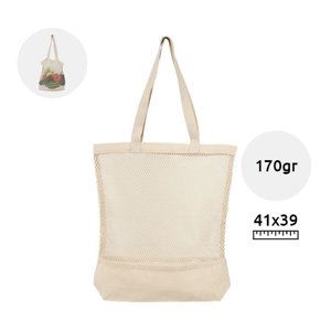 Shopper in cotone per spesa in rete e manici lunghi 170 gr 39x8x41cm