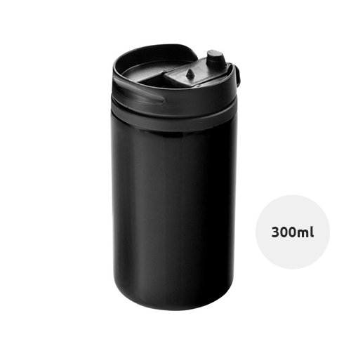 Bicchiere termico in acciaio inox e plastica con coperchio a vite 300ml