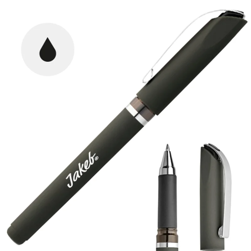 Penna roller in ABS con clip in metallo e cappuccio refill nero gel