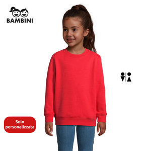 Felpa da bambino unisex a girocollo in cotone e poliestere riciclato