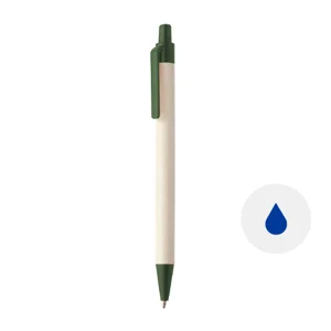 Penna a sfera con fusto in cartone del latte ricilato reffil blu