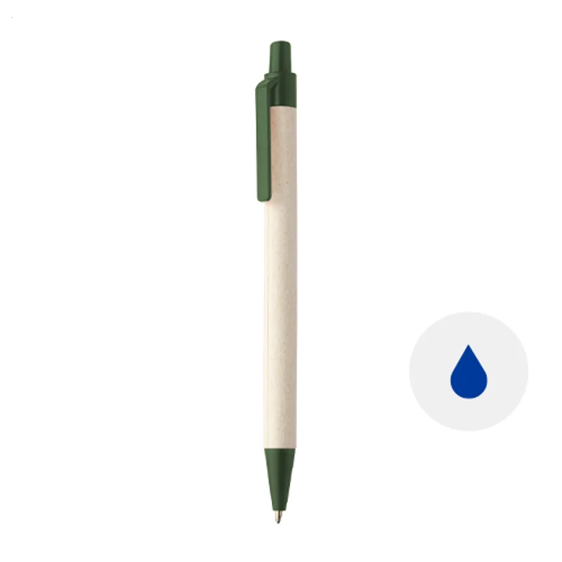 Penna a sfera con fusto in cartone del latte ricilato reffil blu