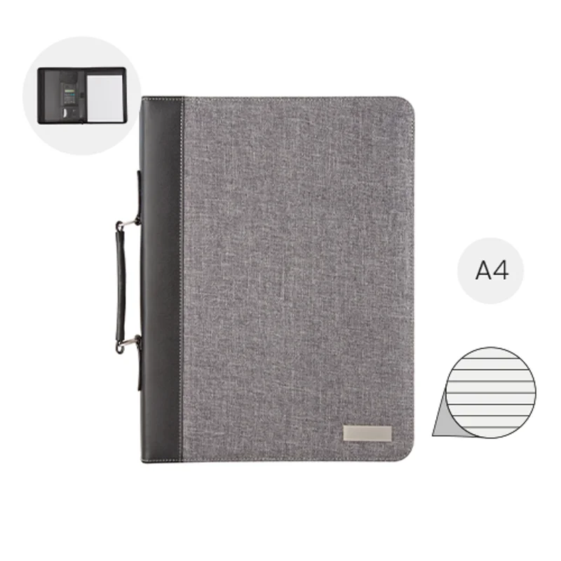Cartella con maniglia per il trasporto porta documenti e blocco appunti in formato A4 calcolatrice e tasche interne