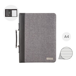 Cartella con maniglia per il trasporto porta documenti e blocco appunti in formato A4 calcolatrice e tasche interne