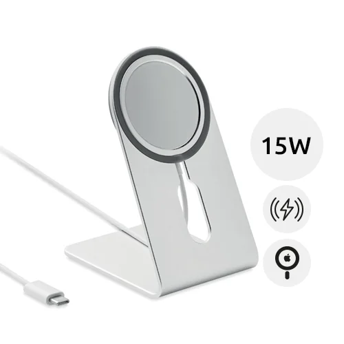 Caricatore magnetico in alluminio da scrivania da 15W
