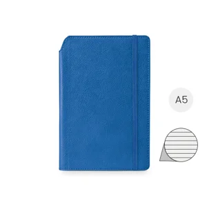 Block notes A5 con copertina rigida in similpelle e con 192 pagine a righe e supporto per la penna