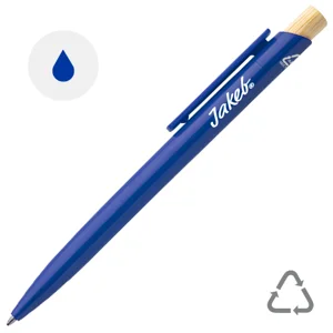 Penna a sfera in plastica ABS riciclata pulsante bambù refill blu