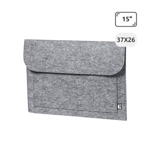 Custodia porta pc da 15" in feltro RPET con tasca frontale e chiusura in velcro 37x26cm