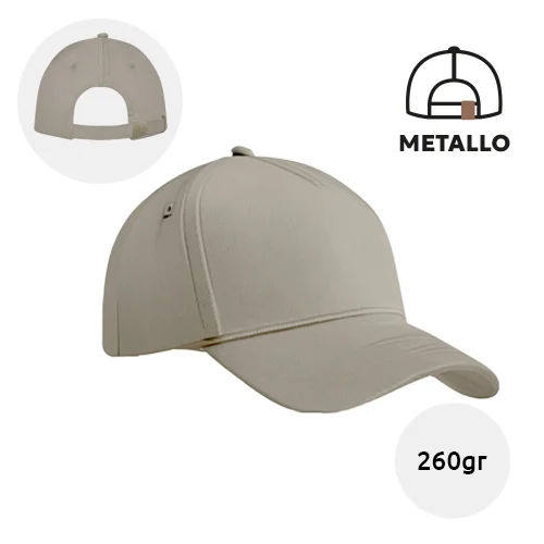 Cappellino a 5 pannelli e chiusura con fibbia in metallo 100% cotone 260gr