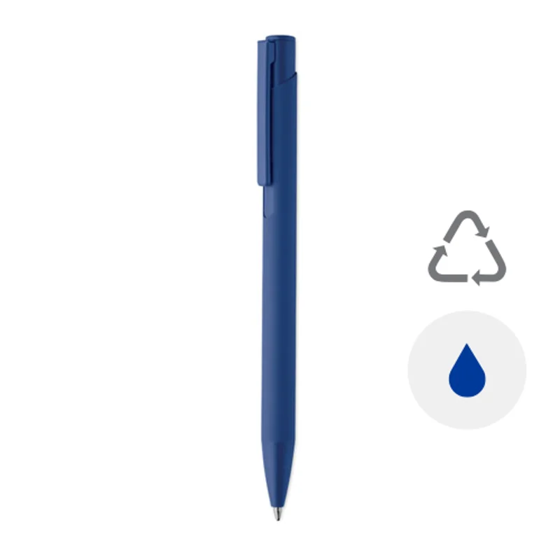Penna in alluminio riciclato con finitura gommata refill blu