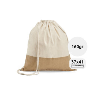 Zaino a sacca in cotone 100% e juta con chiusura a coulisse da 160gr 37x41cm