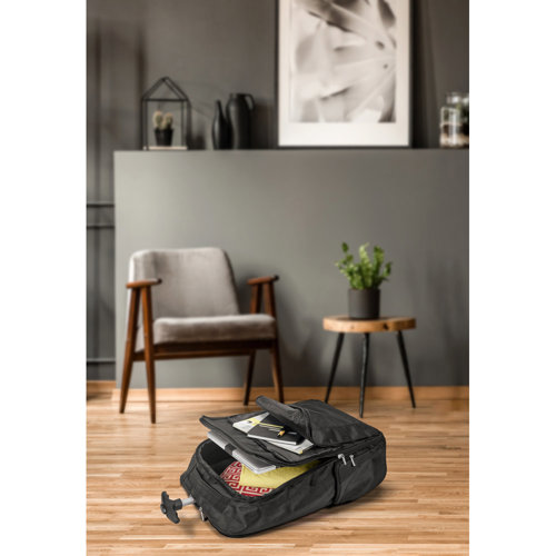 Zaino trolley per PC da 17'' in 1680D e 300D con scompartimento principale imbottito e foderato com spallacci imbottiti e impugnatura estensibile in metallo 33x49x22cm