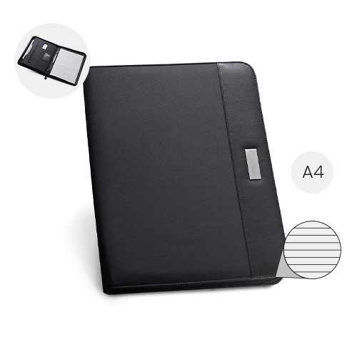 Cartella in similpelle e microfibra con blocco appunti in A4 con fogli a righe