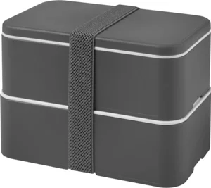 Porta pranzo con due scomparti in plastica priva di BPA e fascia di chiusura in RPET da 700ml 