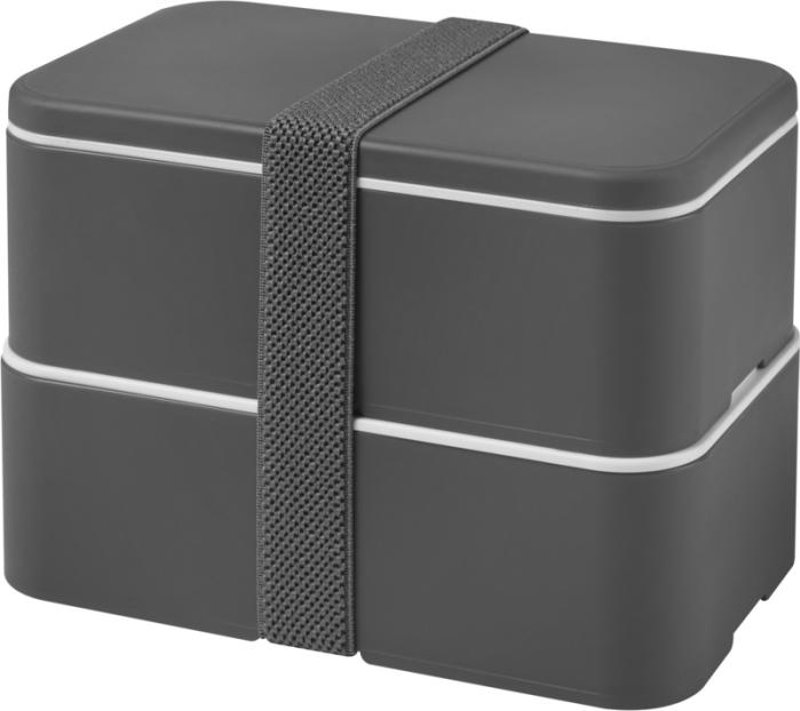 Porta pranzo con due scomparti in plastica priva di BPA e fascia di chiusura in RPET da 700ml
