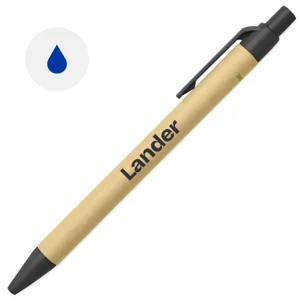 Penna a sfera in carta e mais con meccanismo a scatto e refill blu