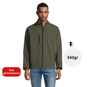 Giacca softshell da uomo colori assortiti impermeabile e traspirante taglio aderente in poliestere 340gr