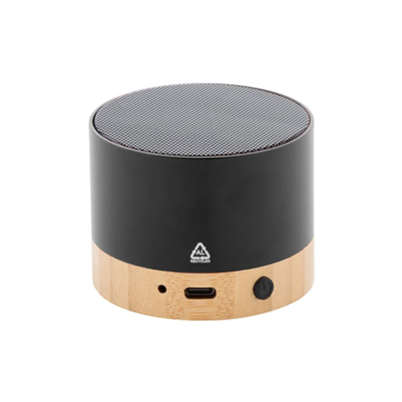 Cassa Bluetooth in alluminio riciclato e bambù con funzione di chiamata in vivavoce