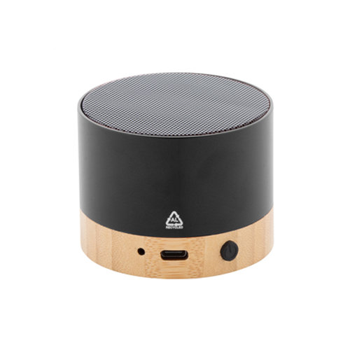 Cassa Bluetooth in alluminio riciclato e bambù con funzione di chiamata in vivavoce