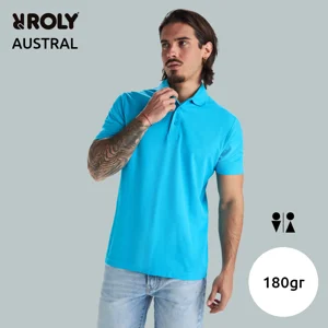 Maglietta polo ROLY AUSTRAL unisex a manica corta a 3 bottoni in tessuto piqué 100% cotone da 180gr