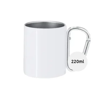 Tazza per sublimazione in acciaio inox con manico moschettone 220ml