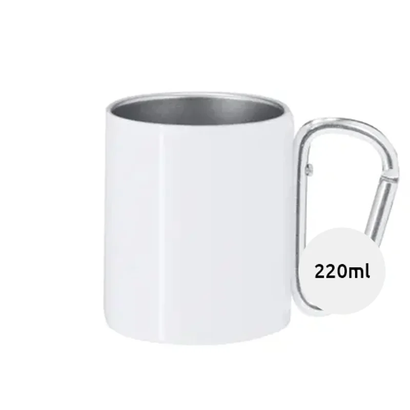 Tazza per sublimazione in acciaio inox con manico moschettone 220ml