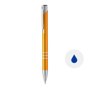 Penna a sfera in alluminio anodizzato in diversi colori con meccanismo a scatto e refill blu