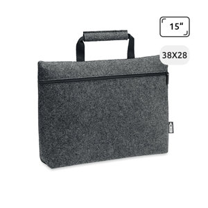 Borsa porta pc da 15" in feltro con cerniera e tasca interna 38x6.5x28cm