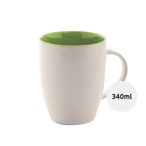Tazza bicolore in ceramica bianca e interno colorato con confezione di cartoncino kraft 340ml