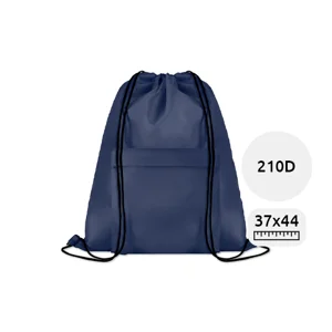 Sacca in poliestere con tasca frontale con chiusura a zip e a coulisse da 210D 37x44cm