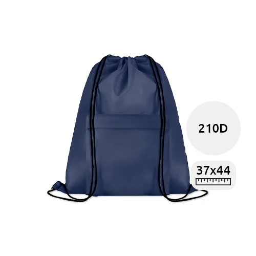 Sacca in poliestere con tasca frontale con chiusura a zip e a coulisse da 210D 37x44cm